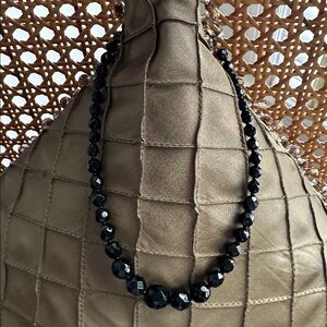 1940’s Jet Beads Choker Stamped Germany Nice Quality Black Jet Beaded Necklace